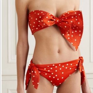 Johanna Ortiz orange polka dot bikini top and bottom. Size S.